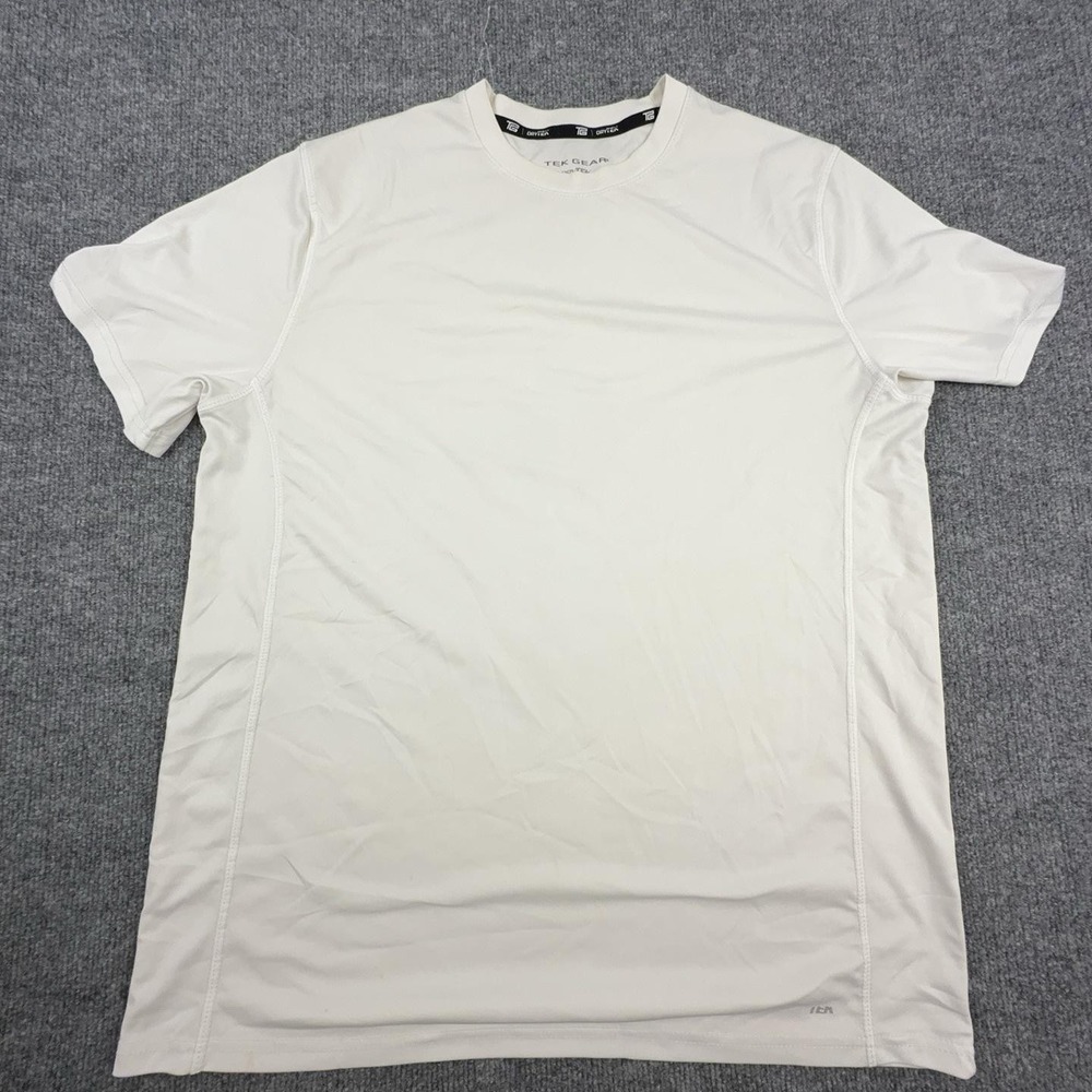 Tek Gear Shirt Mens Large White DryTek Short Sleeve Athletic Training Tee